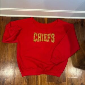 Red Chiefs Sweatshirt with glittered “Chiefs” size XL